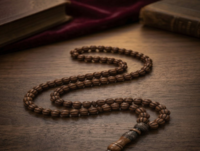 Premium 99 Beads Islamic Misbaha | Elegant Kuka-Style Plastic Tasbih | Brown