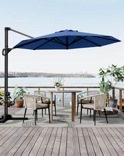 10FT Navy Blue Cantilever Patio Umbrella with 360  Rotation for Ultimate Shade