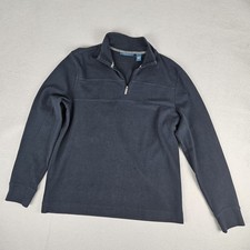 Perry Ellis 1/4 Zip Sweater Mens Medium Pullover Long Sleeve Navy Blue