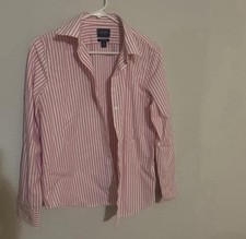 Chaps Classics Non-Iron Pink/White Striped 100% Cotton Dress Shirt Women’s M