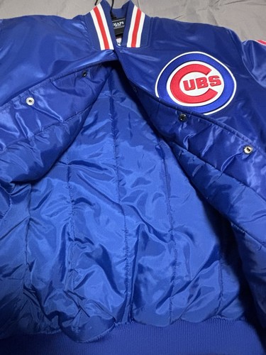 Chaqueta de satén Majestic Chicago Cubs XL de colección 2008 MLB Dugout Bomber Varsity Hombres - Imagen 9 de 15