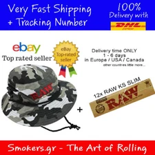 1x RAW ORIGINAL Smokerman Hat Camo Size: Medium + 12x RAW Rolling Papers KS