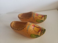 VINTAGE Pair of Handmade Wood Clog Shoes Dutch Decorative Art Holland Wooden