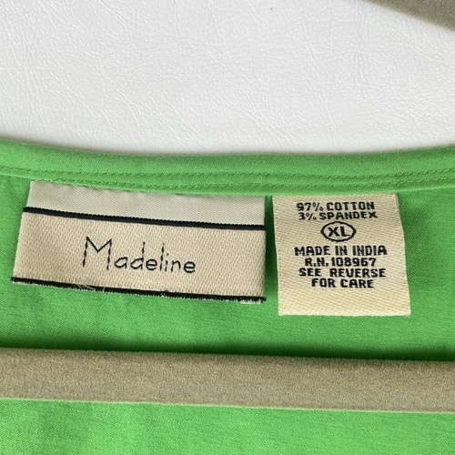 Madeline Womens X Large Sleeveless Blouse Tank Top Green Round Neck Career - Picture 4 of 7