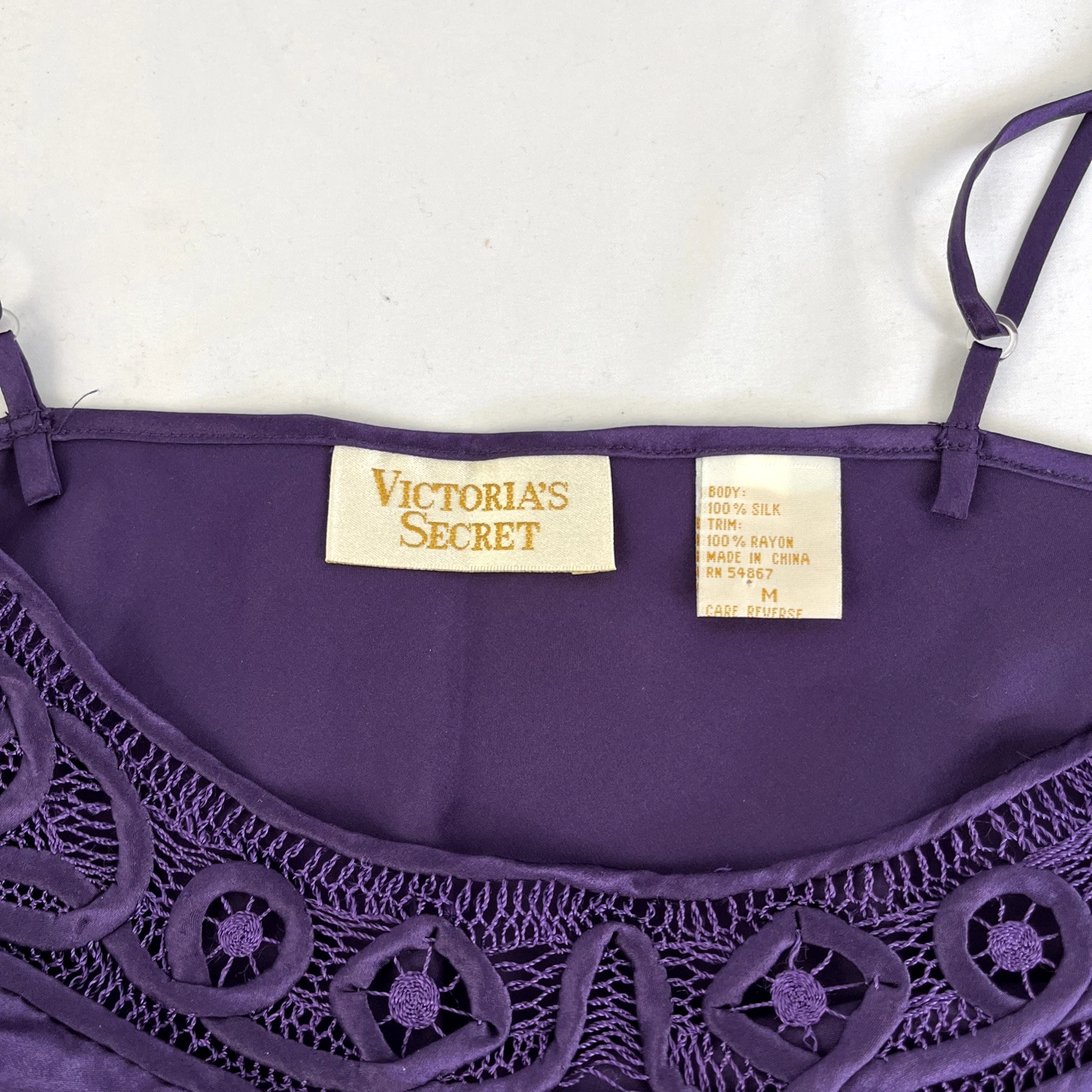 UNDERCOVER Abito Slip Vintage Victoria’s Secret Seta Tg M Viola Lingerie Camicia Sonno