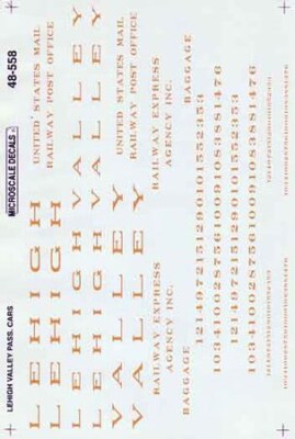 Microscale O Scale Decals: Lehigh Valley Passenger Cars 1939-72
