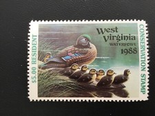 ICOLLECTZONE  US 1988 West Virginia WV3 Resident Duck Stamp VF NH