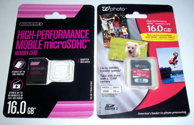 Wphoto and Infinitive SDHC 16GB High Performance Memory Cards (Lot of 2)