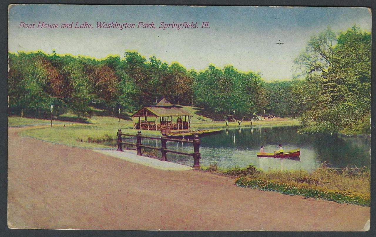 Boat House and Lake Washington Park Springfield Illinois R.P.O