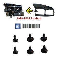 98-02 Firebird Trans Am Headlight Bezel Screw Set Black Gm 2-correct Sizes