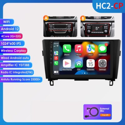 Android 12 Carplay Radio GPS Stereo For Nissan X-Trail 3 Rogue Qashqai 2013-2017
