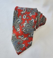 Christian Dior Silk Mens Tie Made In USA Woven Italy Red Paisley 60"