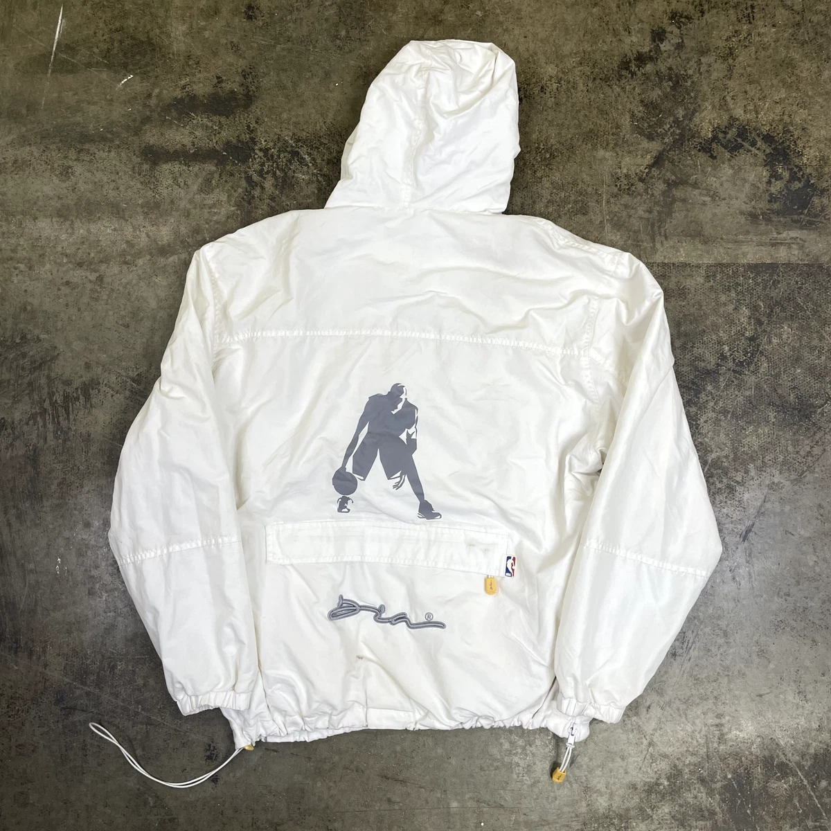NBA Dia Rain Jacket Half Zip Basketball Sports Anorak Coat White