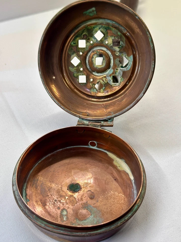 Chaufferette / bassinoire ancienne en cuivre - Lecellier Villedieu - Photo 4/4