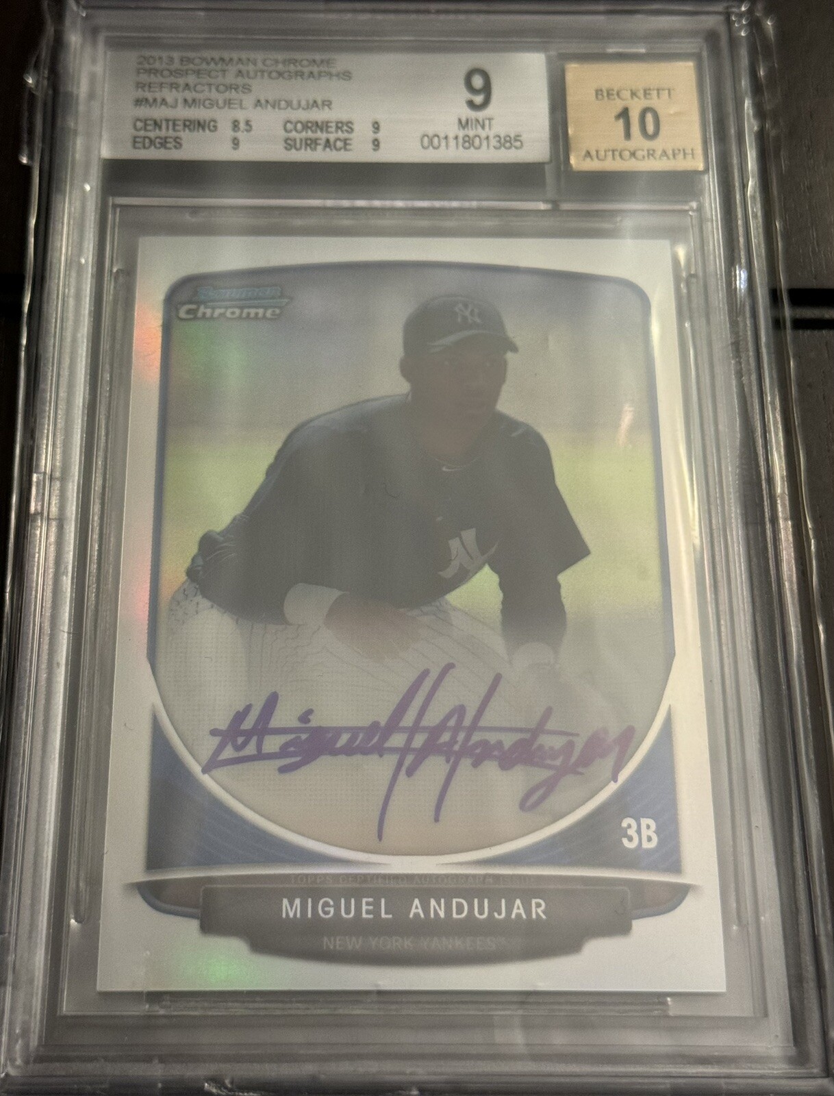 2013 MIGUEL ANDUJAR BOWMAN CHROME REFRACTOR ROOKIE AUTO/AUTOGRAPH RC /500 BGS 9
