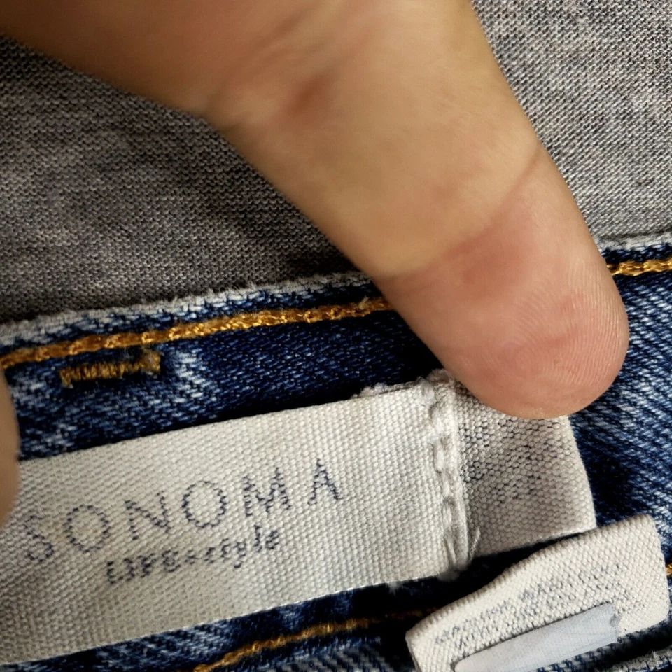 Jeans Sonoma 34x32 Calce Relajado Azul Old School Desteñidos Retro Rotos Suaves Foto 4 de 4