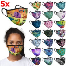 5pcs Unisex Washable Breathable Reusable Polyester Cloth Face Mask Covering