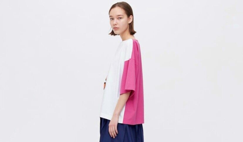 Marni Sleeve T-Shirt Oversized Graphic | - Women eBay Short Boxy Uniqlo Pink