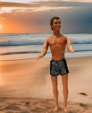 Vtg Ken Doll Mattel 1968 Barbie Molded Brown Slick Hair Brown Eyes 1990 Head