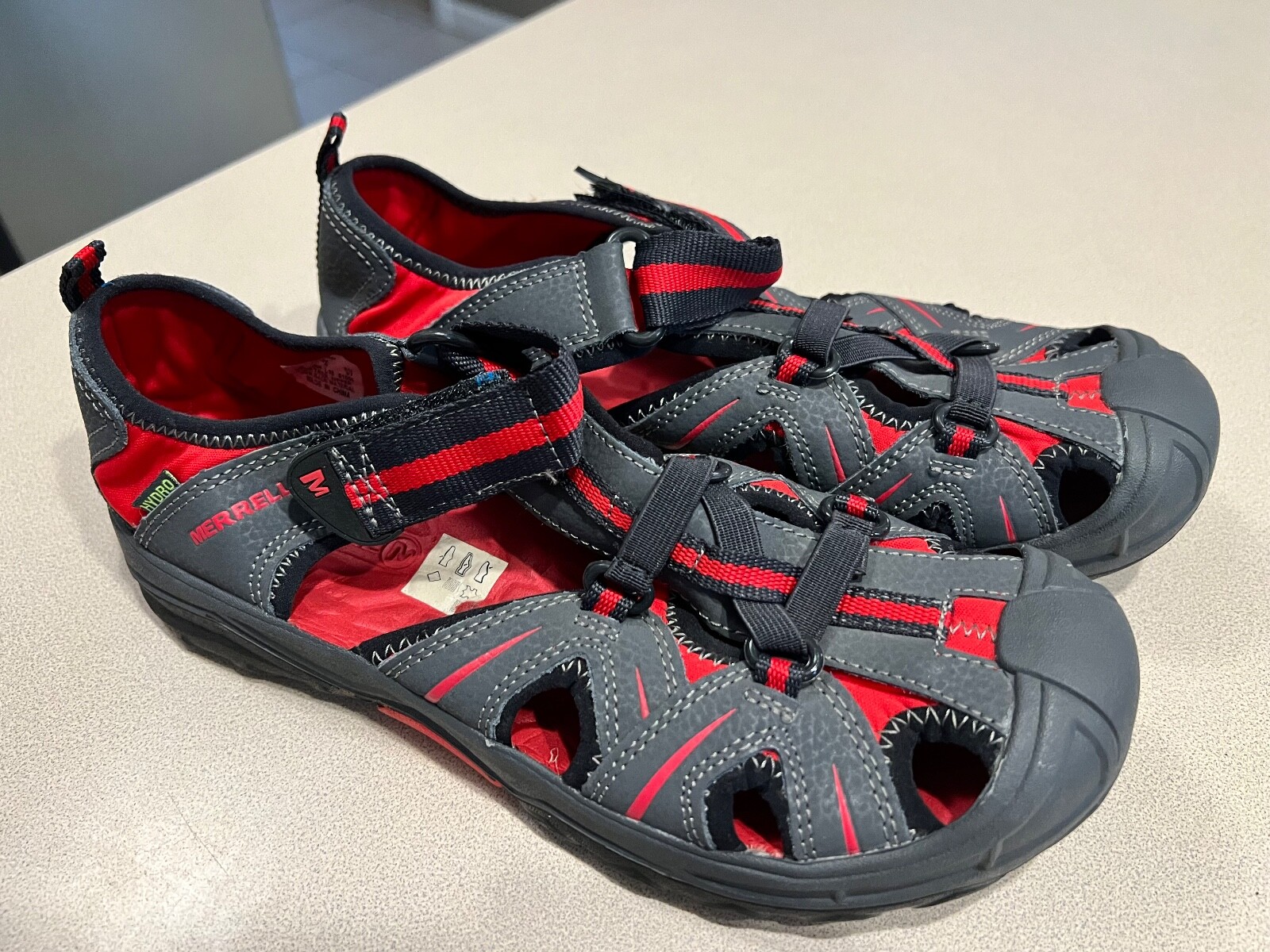 Sandali da trekking MERRELL ""Hyrdo"" da uomo grigi rossi taglia 6M