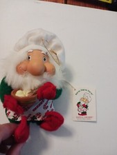 1992 SANTA'S BEST Chef Ornament Santa Chubby Plush Santa Cooking Bendable 8"
