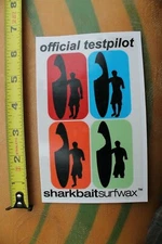 Shark Bite Surf Wax Official Test Pilot Surfboard SW1 Vintage Surfing STICKER