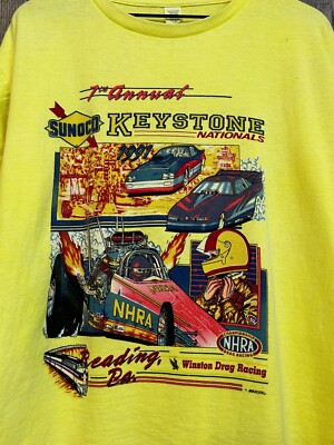 Vintage 80s Drag Racing NHRA Keystone Nationals Sunoco Graphic T
