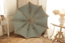 Umbrella Antique French Shepherd's or beach parasol Indigo blue vintage textile