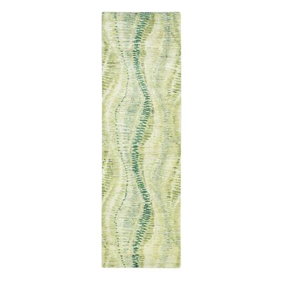 2'6''x8'2'' Green Crocodile Safari Design 100% Silk Hand Knotted Runner Rug R75547