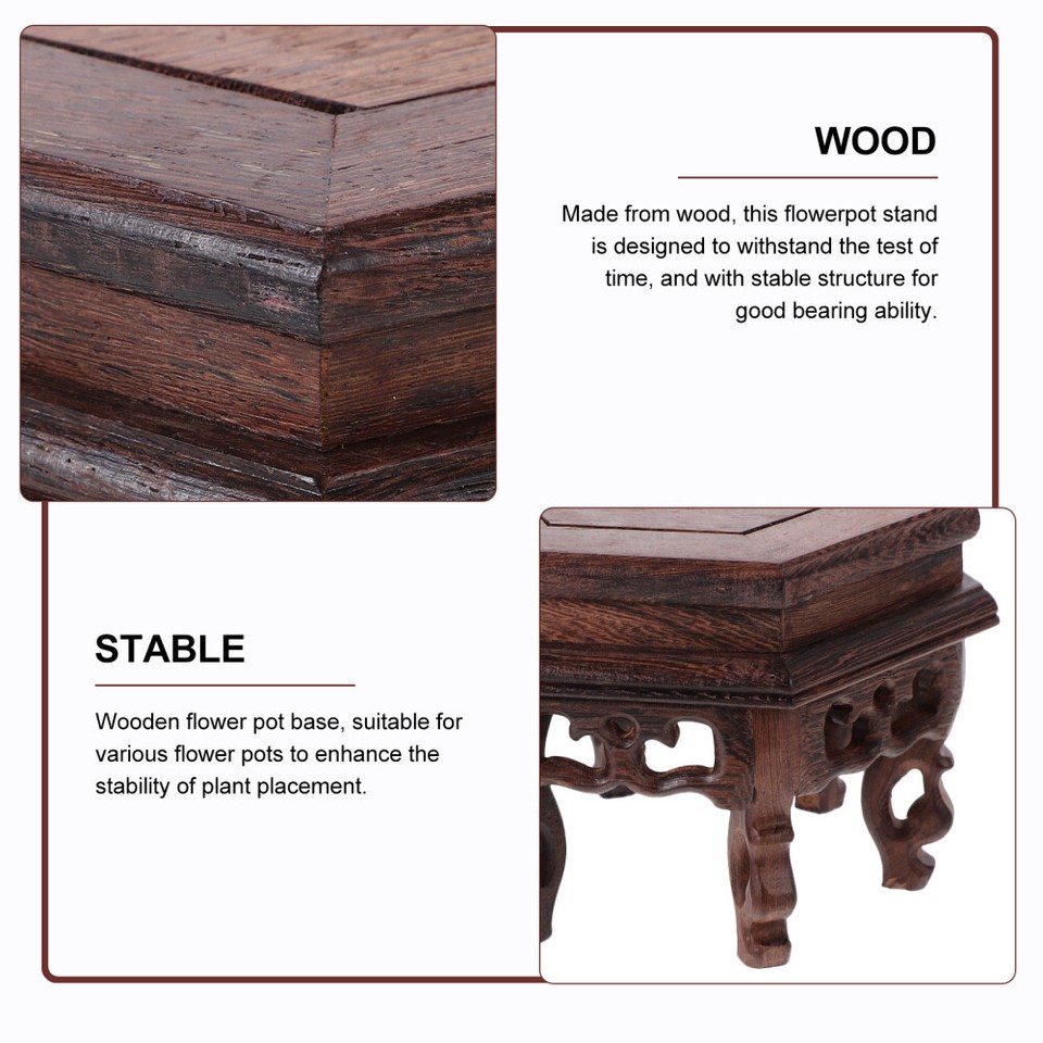 Hexagonal Wood Plant Pot Stand Wood Planter Base Flower Pot Holder