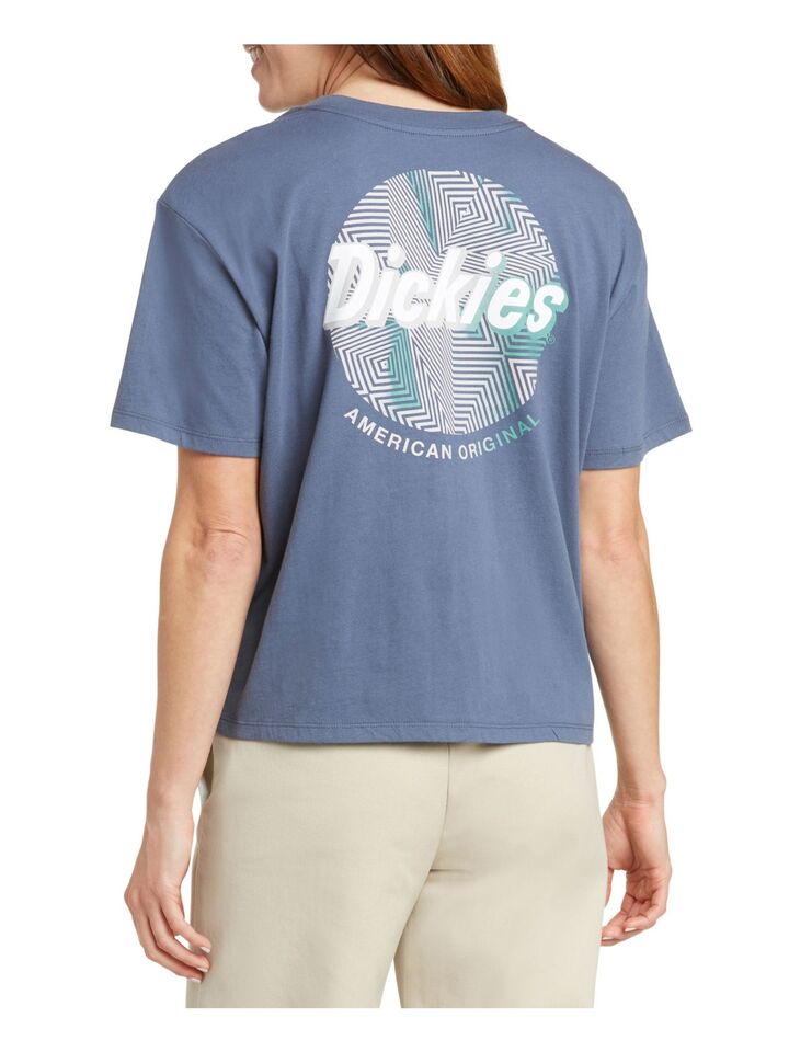 DICKIES Womens Navy Logo Graphic Short Sleeve Crew Neck T-Shirt Juniors ...