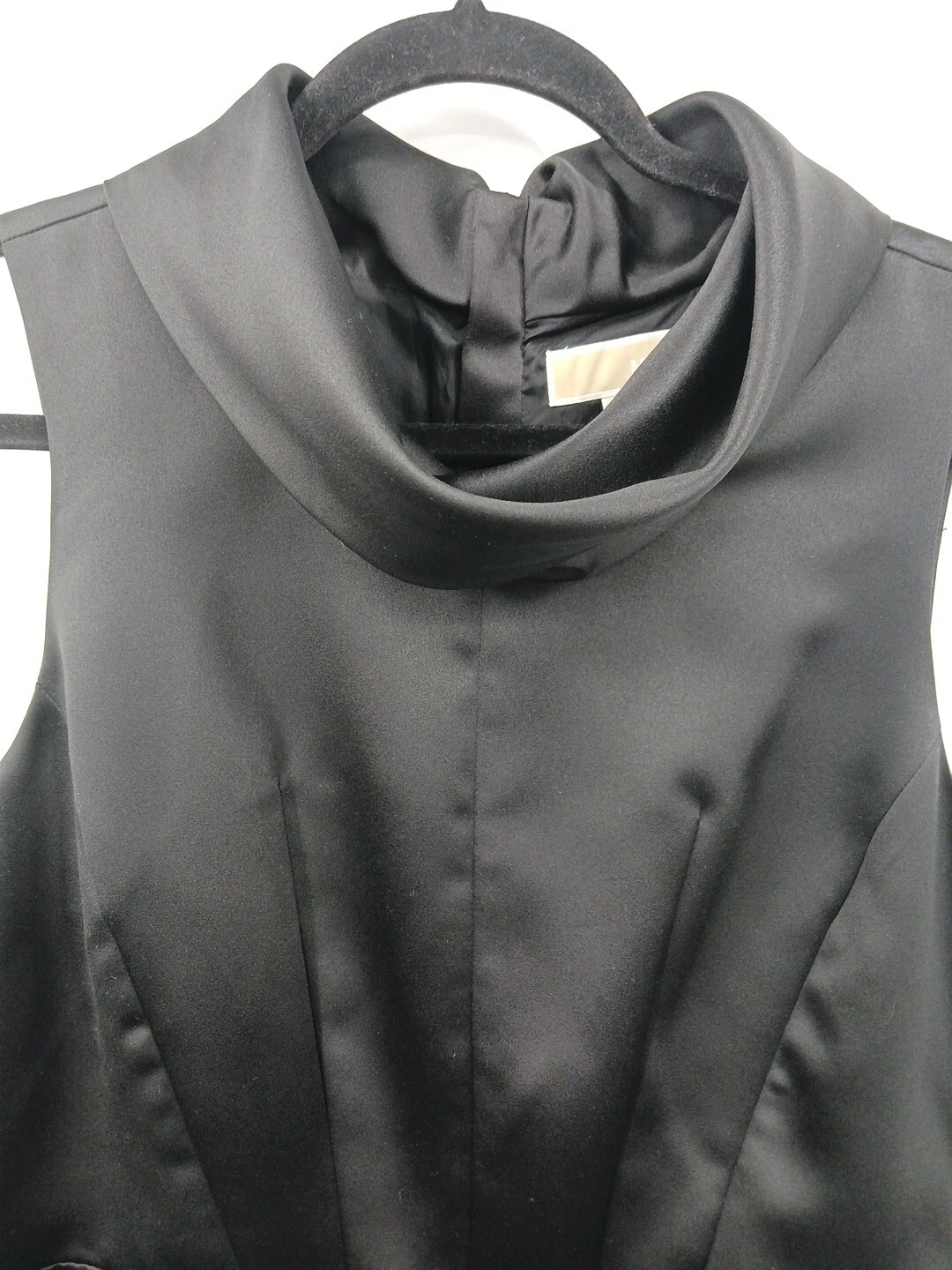 Abito Michael Kors 10 nero senza maniche tubino collo cappuccio