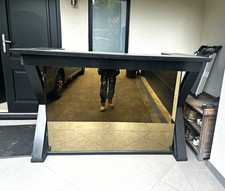 Black Mirrored Glass Rectangular Bar Table X-Frame Base 172x85x115cm