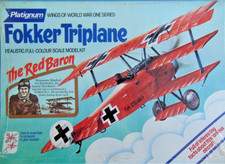 Vintage retro Platignum WW1 The Red Barron Fokker Triplane card art model kit