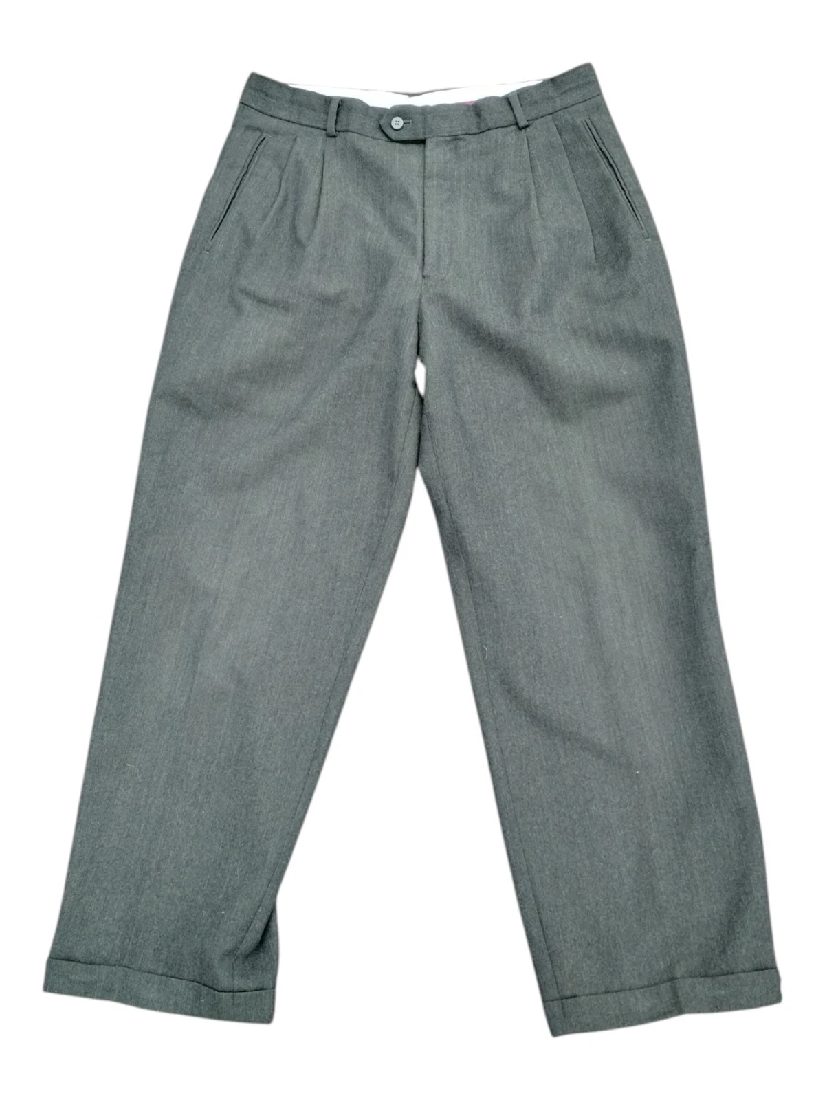 Vintage Louis Raphael 100% Wool Gray Men's Dress Trousers Size 32 Pleated Lined