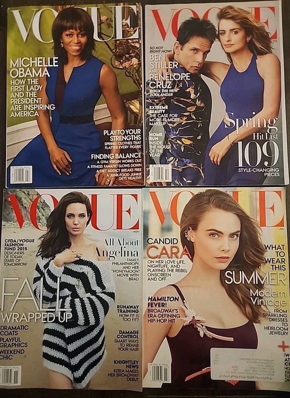 Vogue Magazine 2015 Lot  Of 4 Issues ANGELINA JOLIE  MICHELLE OBAMA
