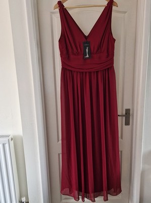 NEW Ever Pretty Plus Size 18 Dress Red Chiffon Lined Maxi Wedding Guest Prom...