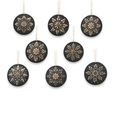 Ornament - Black - Snowflakes - Set of 8