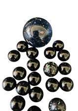 Lot Of Black And Galaxy Marbles Vintage