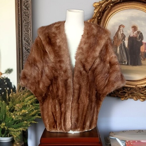 Nerz Stola Schal Halstuch Shrug Honig Rot Braun Vintage MCM Louis Laurie Philly MÄNGEL - Bild 17 von 24