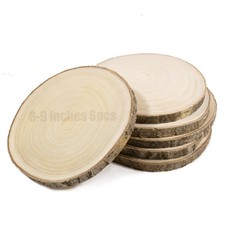 Set of 6 Large Unfinished Wood Slices for Centerpieces 8-9 Inch Wood Rounds f...
