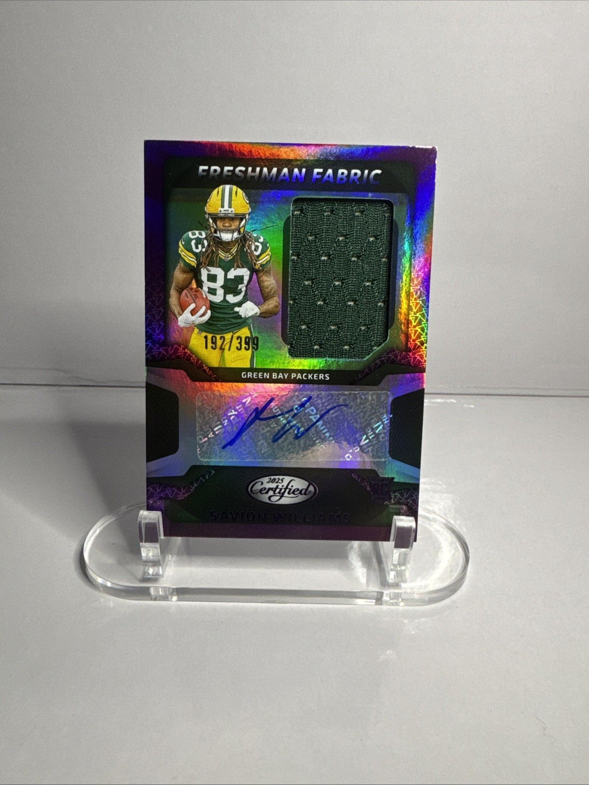 2025 panini certified - savion williams Pink /299 Freshman Fabric Auto #fbc-sws