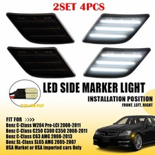 4X Smoke Len LED Bumper Side Marker Light For 2008-11 Mercedes Benz W204 C-Class