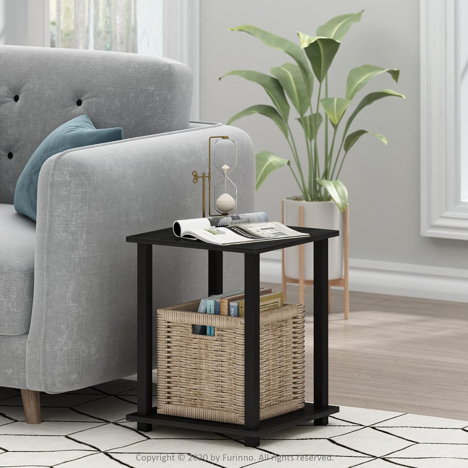 Chic TV Stand & 2 End Tables Set for 55" TVs - Americano/Black Finish