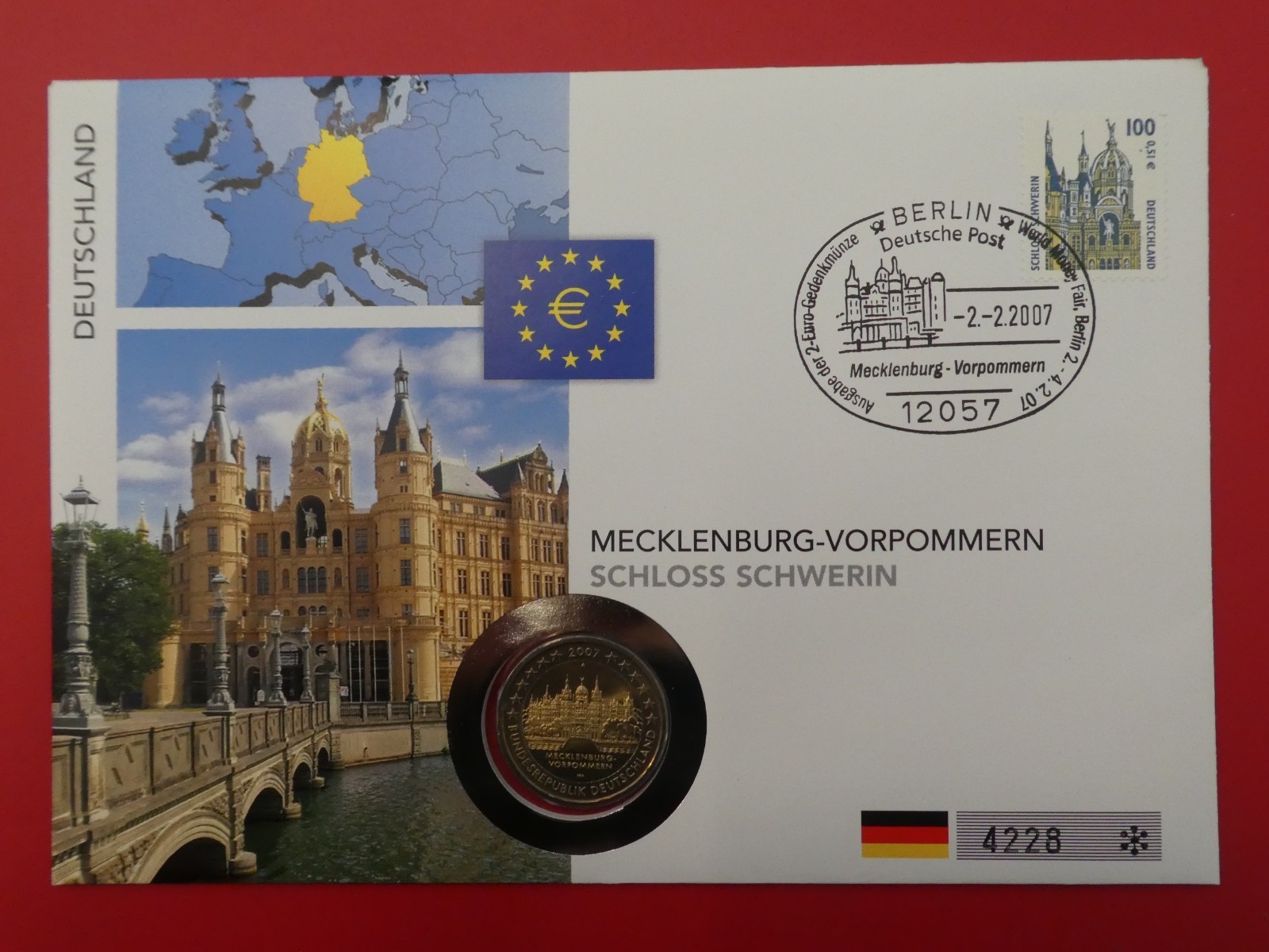 Lettre numismatique, RFA, 2 euros, Mecklembourg-Poméranie-Occidentale...