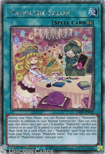 RA03-EN069 Madolche Salon : Platinum Secret Rare 1st Edition YuGiOh Card