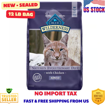 Blue Buffalo Wilderness Adult Dry Cat Food Chicken Grain Free High Protein 12 lb