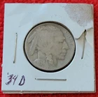 1934 D Buffalo Nickel Denver Mint Mark Ungraded Uncertified Circulated