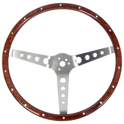 CJ Classics Steering Wheel Wood Grain 15  4-Hole Spokes 3-Bolt Hub