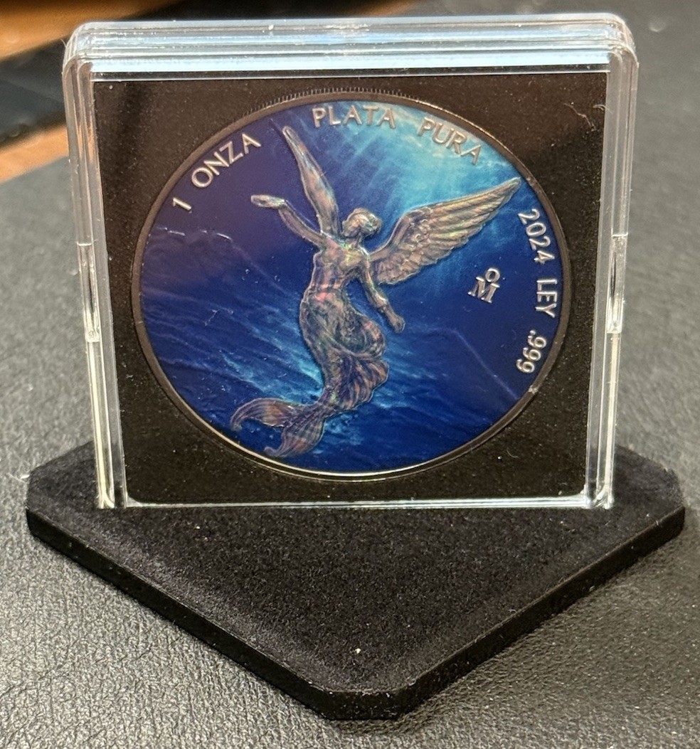エルジー　青口ゴールド　#200 90g 2024 1 Oz .999 Silver Mexico Libertad Holo Mermaid Blue Ocean